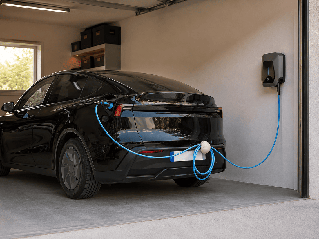 Support de câble de recharge maintenant le câble hors du sol pendant la charge d'une voiture électrique