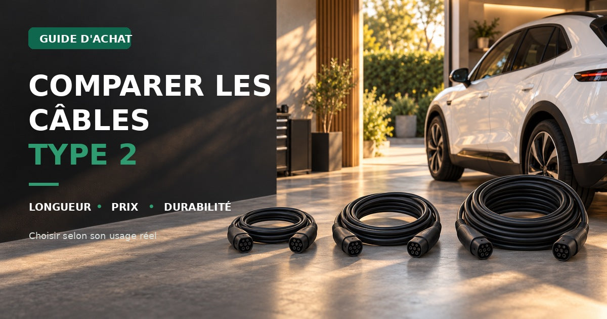 Comparatif des câbles de recharge Type 2 selon leur longueur, leur prix et leur durabilité.